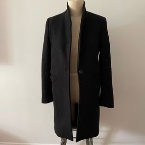 Zara black wool coat, lined, barely worn. xsmall.